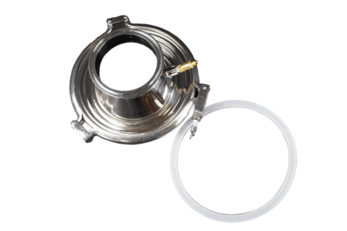 4 Inch Diameter Domed Lid with 1/8" NPT Port. Includes 1/8" Safety Valve, Lid Gasket, and Lid Clamp